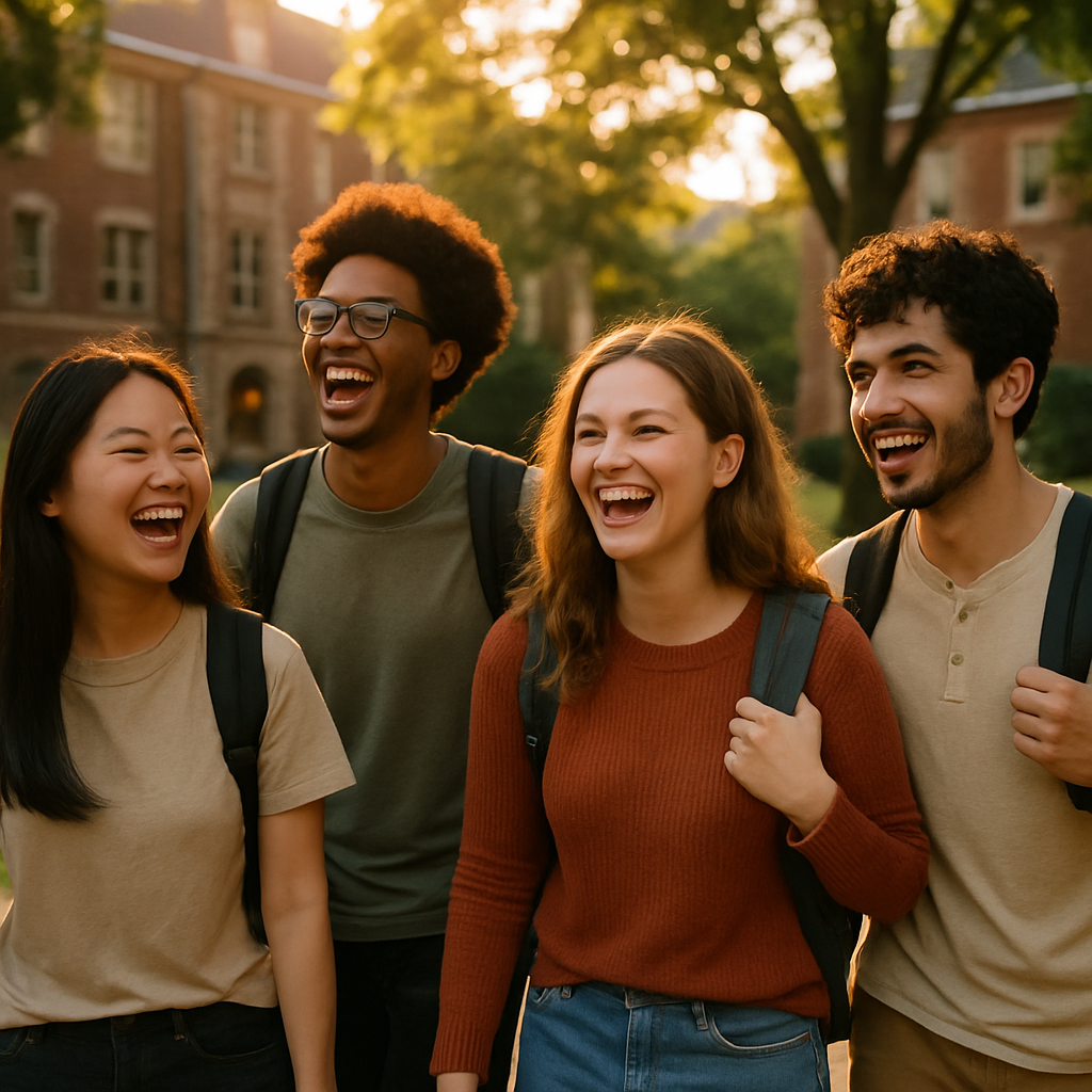 Friends laughing naturally together