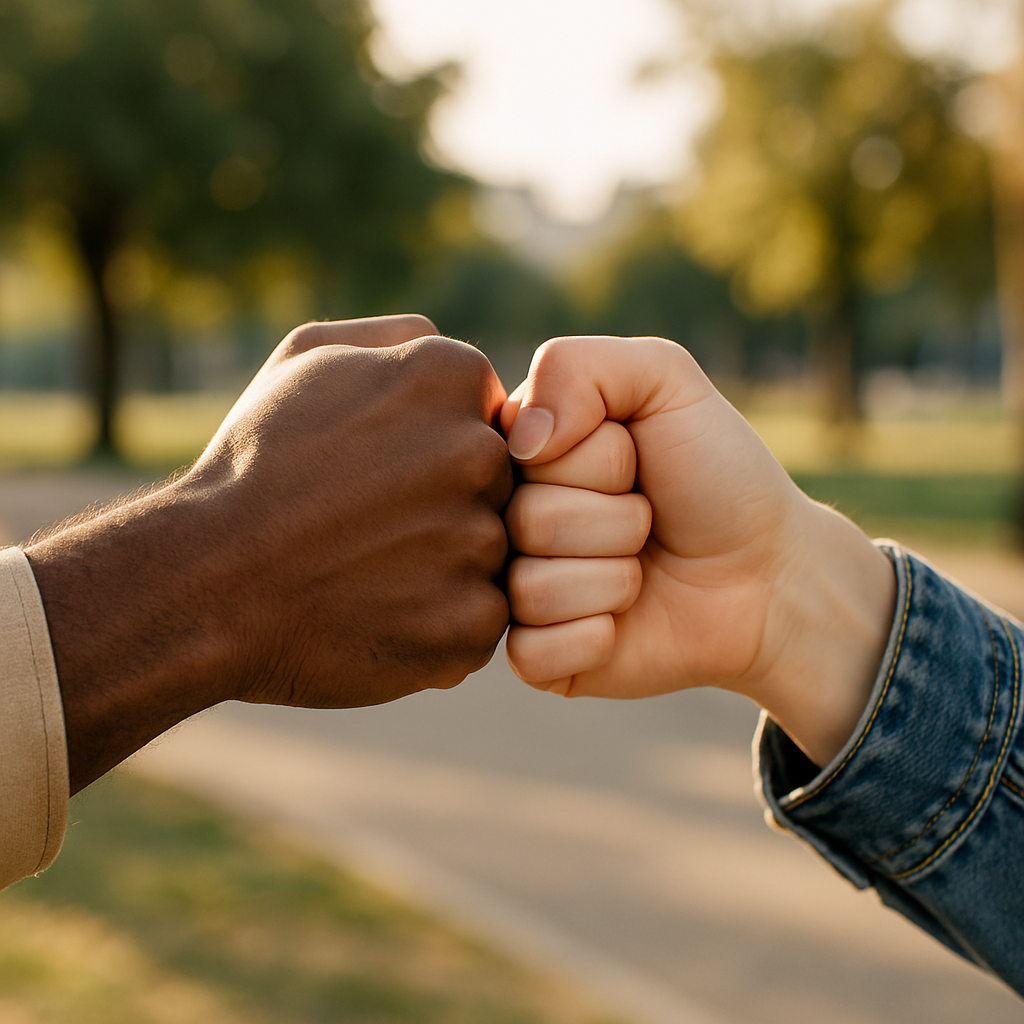 Two hands doing a fist bump