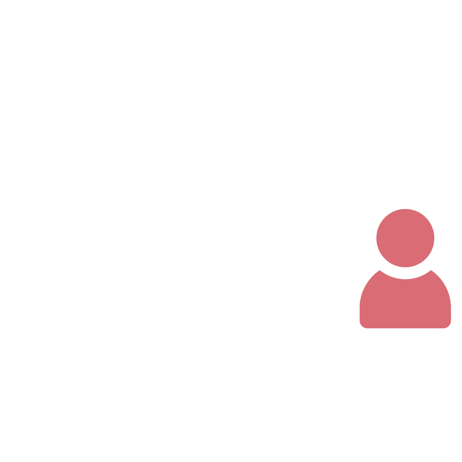 One red silhouette among seven gray silhouettes